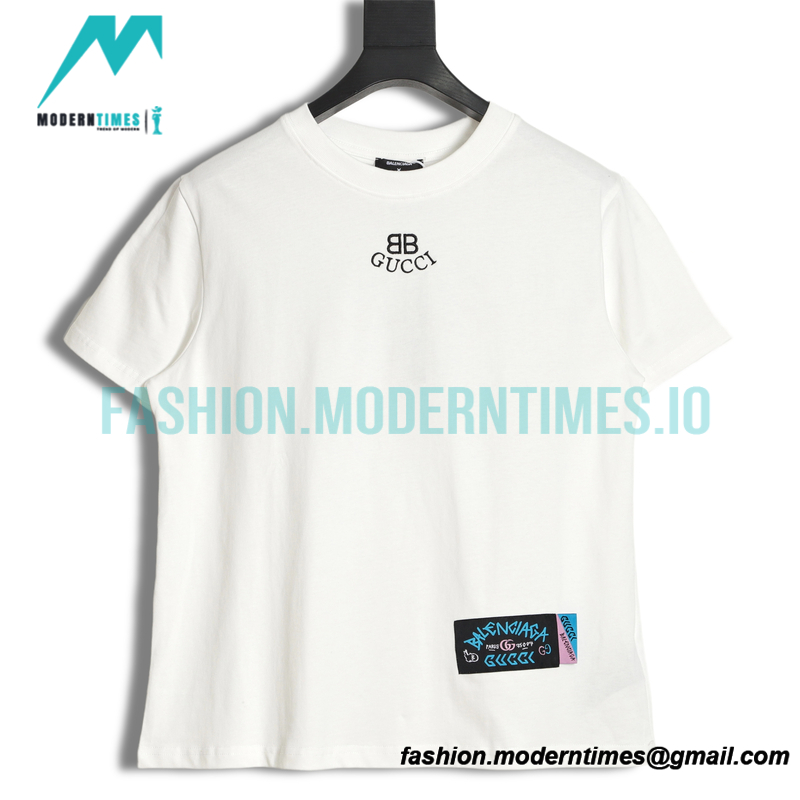 Balenciaga - Co-branded Blue Pink Letter Doodle Short sleeve