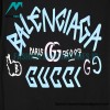 Balenciaga - Co-branded Blue Pink Letter Doodle Short sleeve