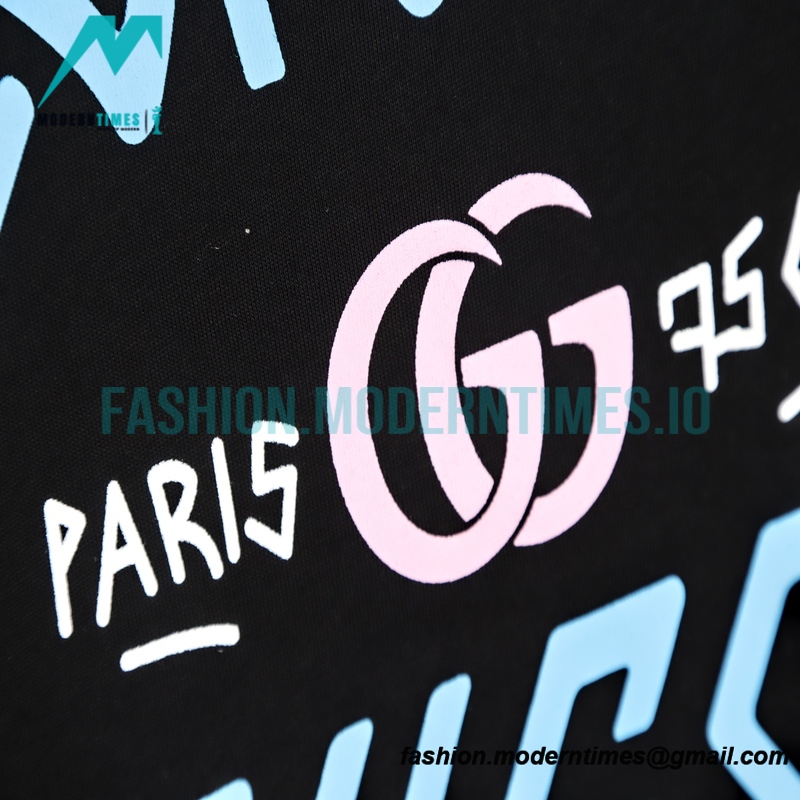 Balenciaga - Co-branded Blue Pink Letter Doodle Short sleeve