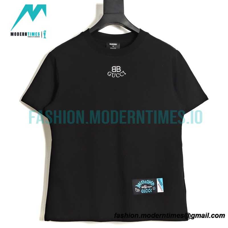 Balenciaga - Co-branded Blue Pink Letter Doodle Short sleeve