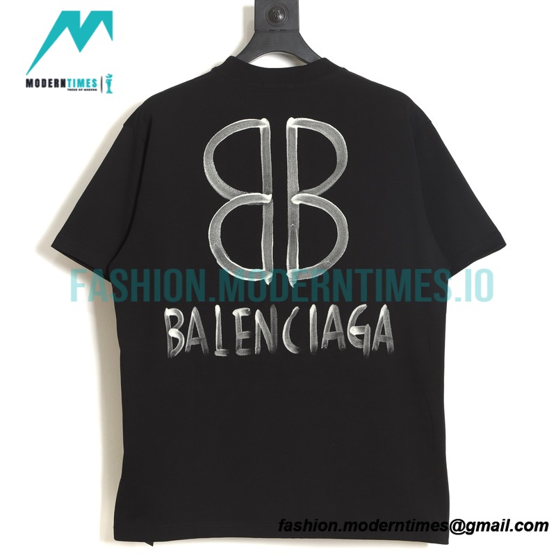 Balenciaga - 22SS Double B Hand Painted Luminous Collection Short Sleeve