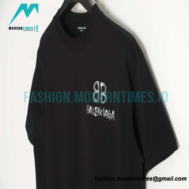 Balenciaga - 22SS Double B Hand Painted Luminous Collection Short Sleeve