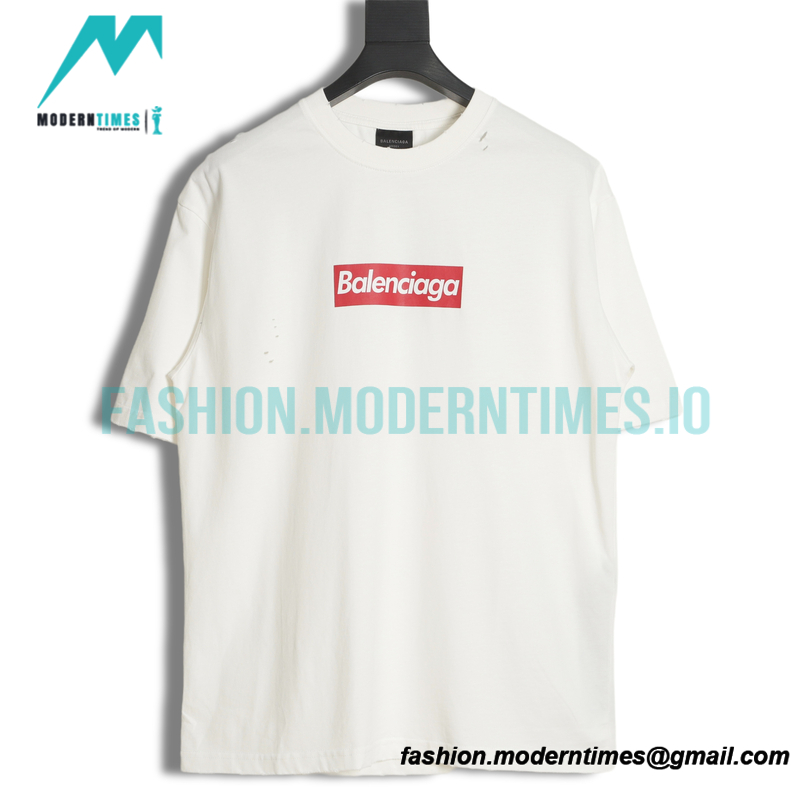 Balenciaga - Ripped Letter Print Short Sleeve T-shirt