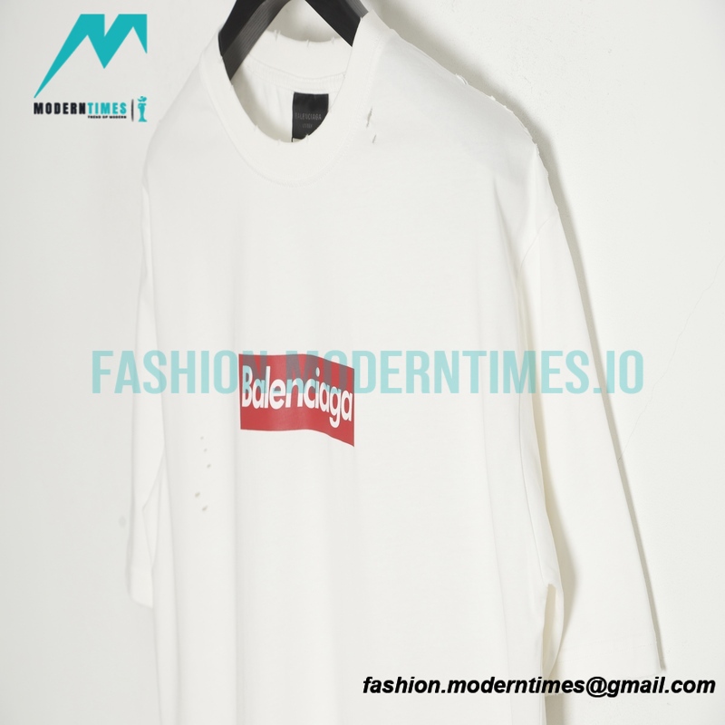 Balenciaga - Ripped Letter Print Short Sleeve T-shirt