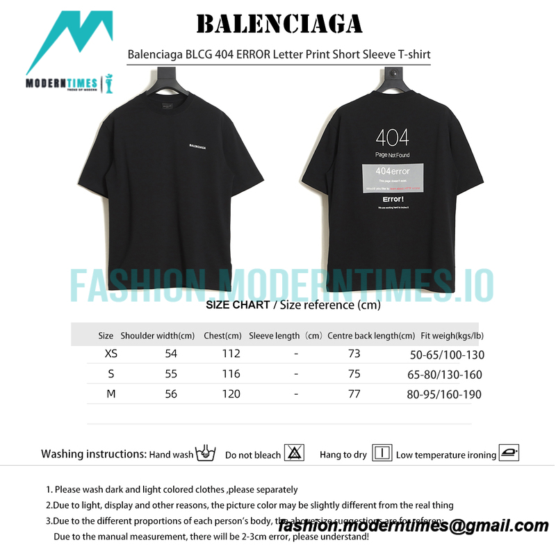Balenciaga - 404 Error Letter Print Short Sleeve T-shirt