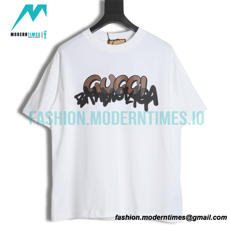 Balenciaga - Gucci Co-branded Graffiti Letter Short Sleeve T-shirt