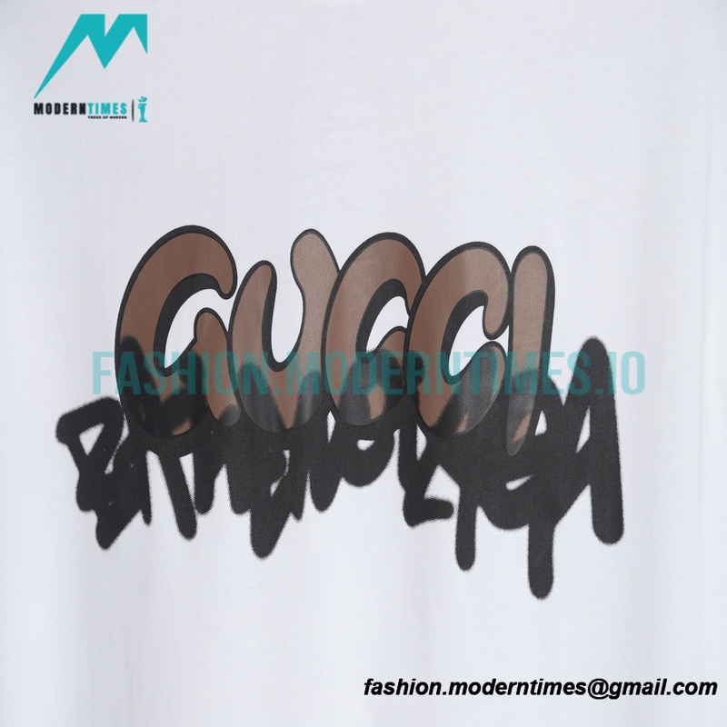 Balenciaga - Gucci Co-branded Graffiti Letter Short Sleeve T-shirt