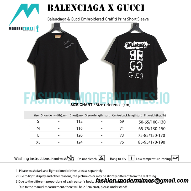 Balenciaga - Gucci Embroidered Graffiti Print Short Sleeve