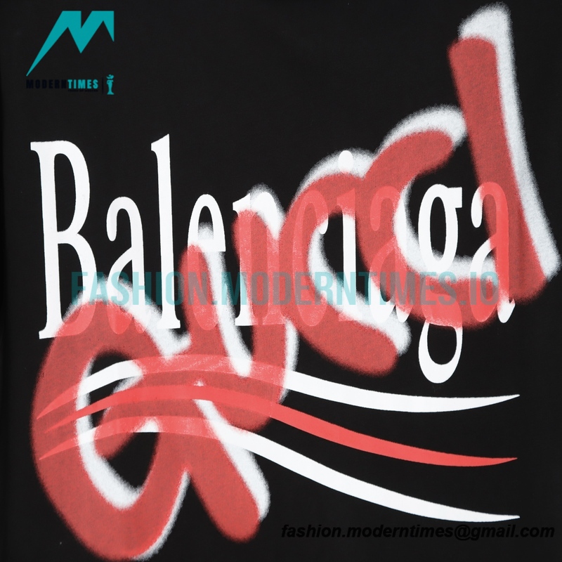 Balenciaga - Gucci Red-White Graffiti Cola Print Short Sleeve