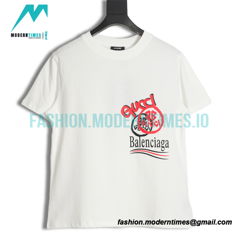 Balenciaga - Gucci Red-White Graffiti Coke Print Short Sleeve