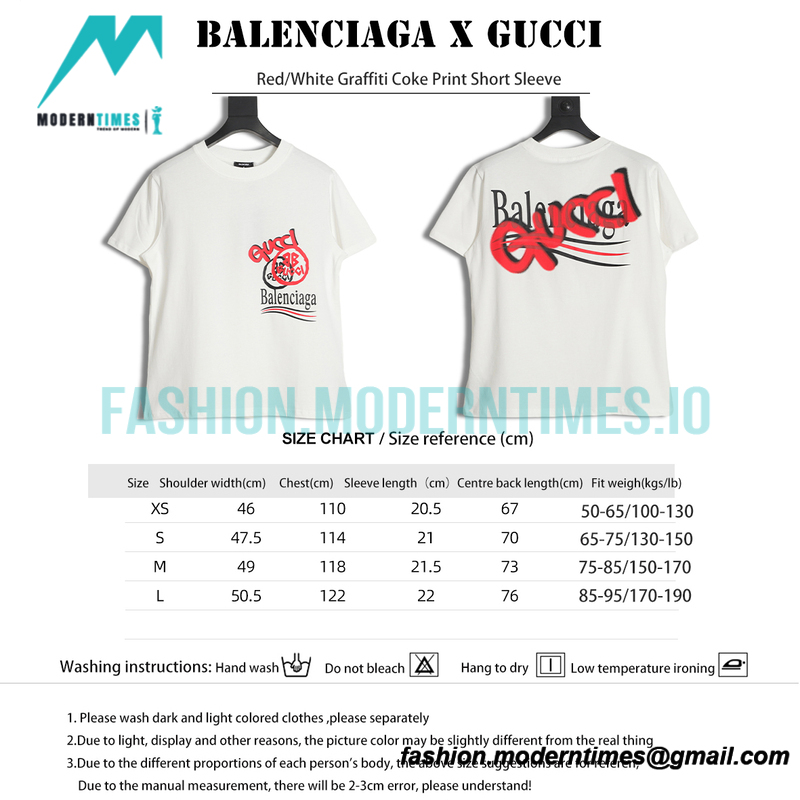 Balenciaga - Gucci Red-White Graffiti Coke Print Short Sleeve