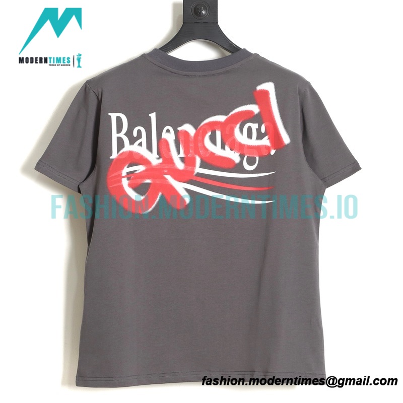 Balenciaga - Gucci Red-White Graffiti Coke Print Short Sleeve