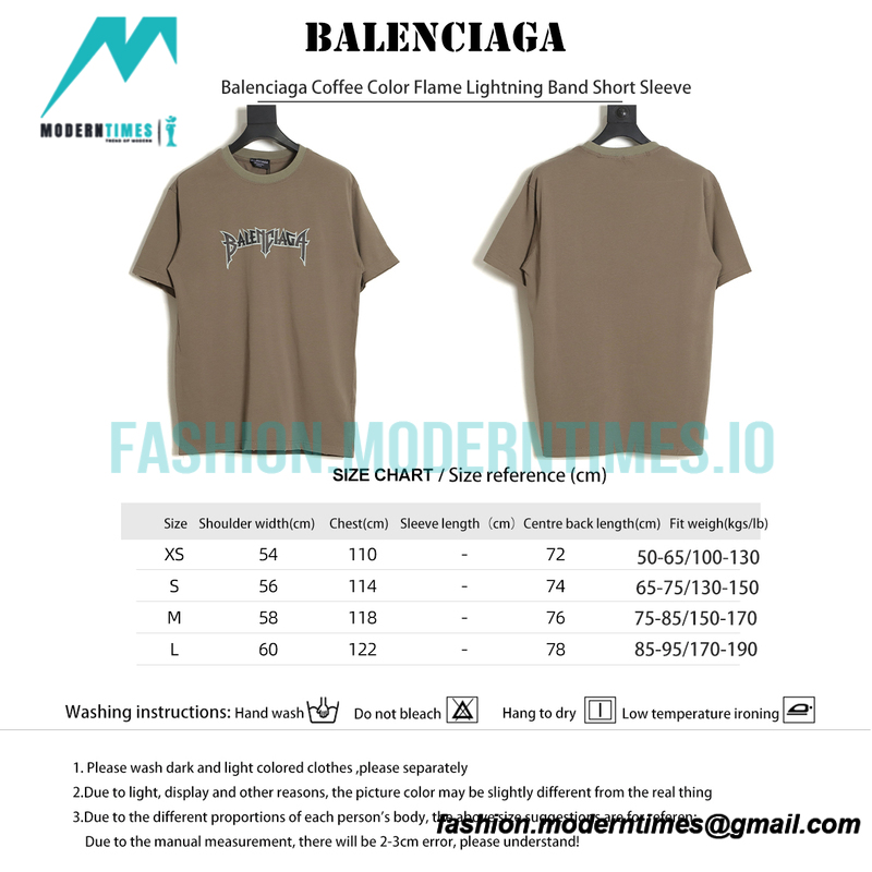 Balenciaga - Coffee Color Flame Lightning Band Short Sleeve