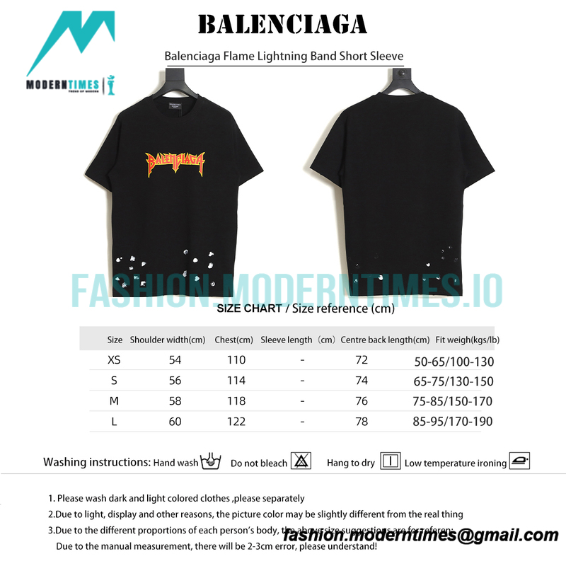 Balenciaga - Flame Lightning Split Letter Print Short Sleeve
