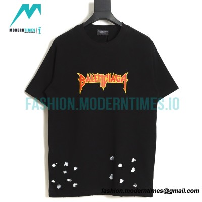 Balenciaga - Flame Lightning Split Letter Print Short Sleeve