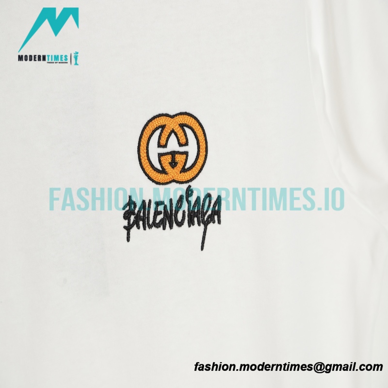  Balenciaga - Gucci Chest Embroidered Short Sleeve 
