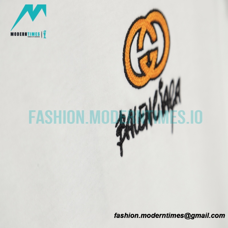  Balenciaga - Gucci Chest Embroidered Short Sleeve 