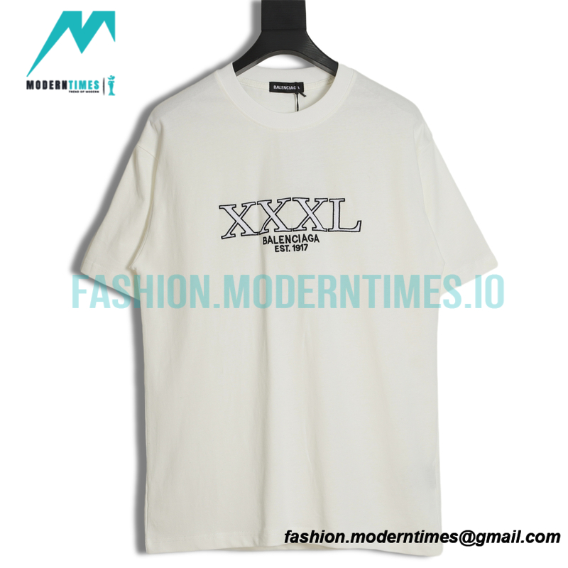 Balenciaga - Embroidered Letter Short Sleeve T-shirt