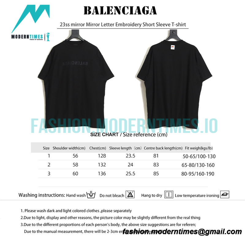 Balenciaga - 23ss Mirror Letter Embroidery Short Sleeve T-shirt