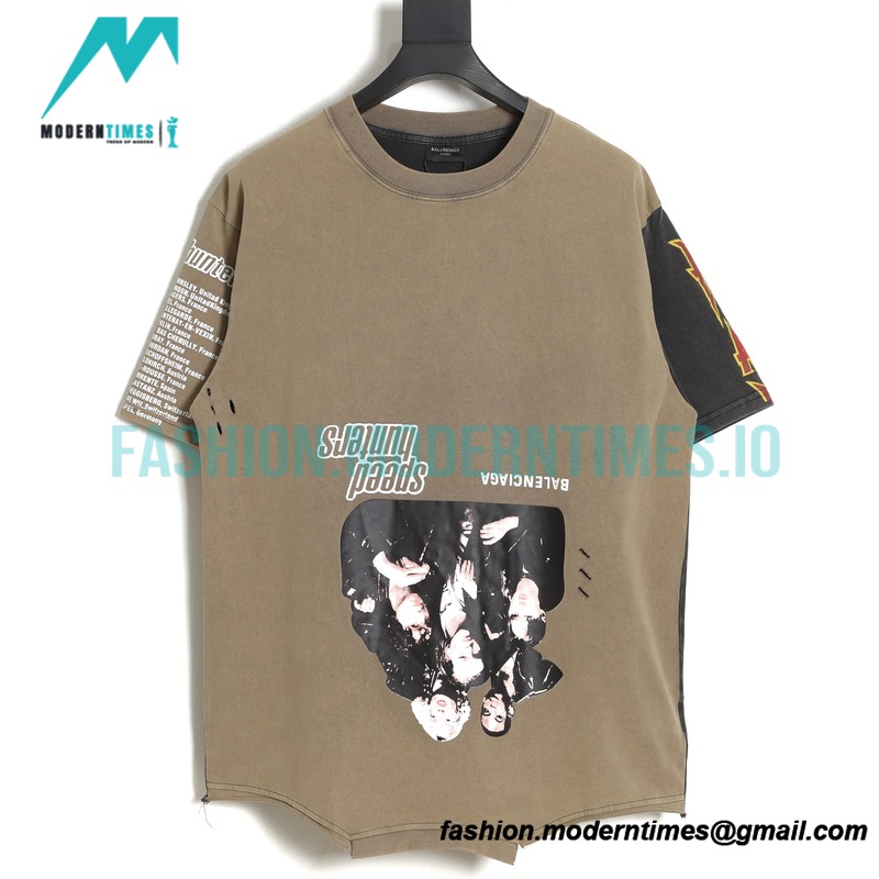 Balenciaga - Double Color Patchwork Print Short Sleeve