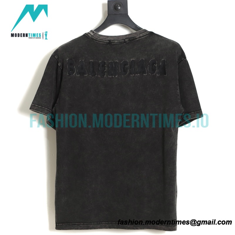 Balenciaga - Embroidered Letter Wash Short Sleeve