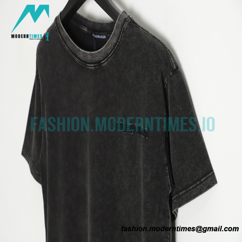 Balenciaga - Embroidered Letter Wash Short Sleeve