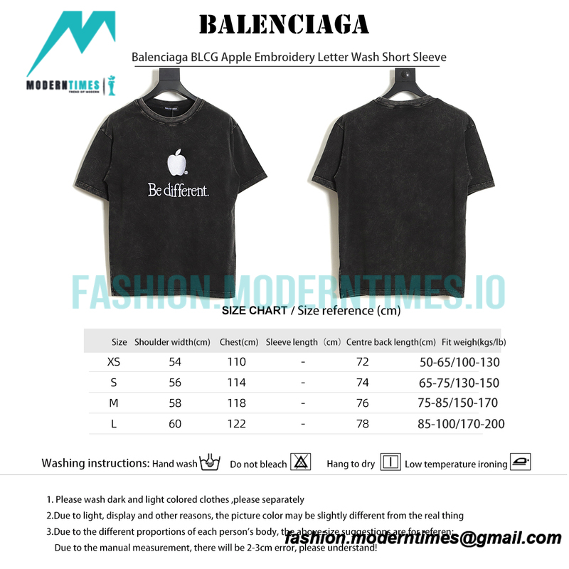 Balenciaga - Apple Embroidery Letter Wash Short Sleeve