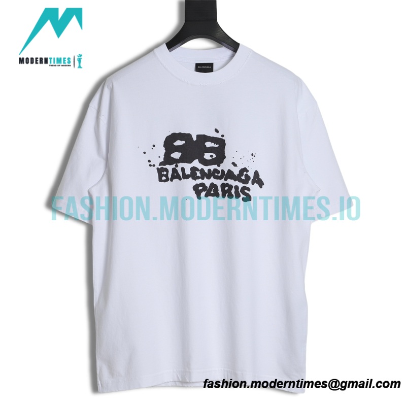 Balenciaga - 23SS Double B Splash Ink Short Sleeve T-shirt
