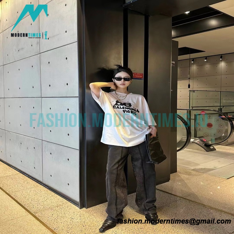 Balenciaga - 23SS Double B Splash Ink Short Sleeve T-shirt