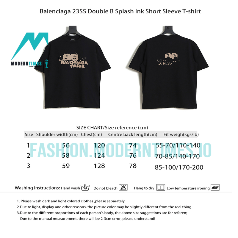 Balenciaga - 23SS Double B Splash Ink Short-sleeved T-shirt