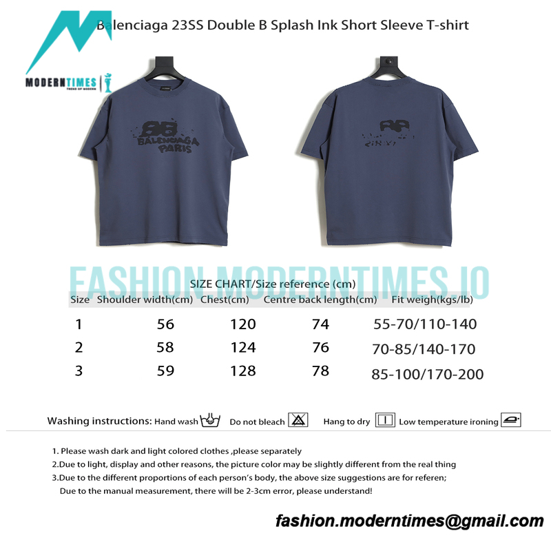 Balenciaga - 23SS Double B Splash Ink Short-sleeved T-shirt