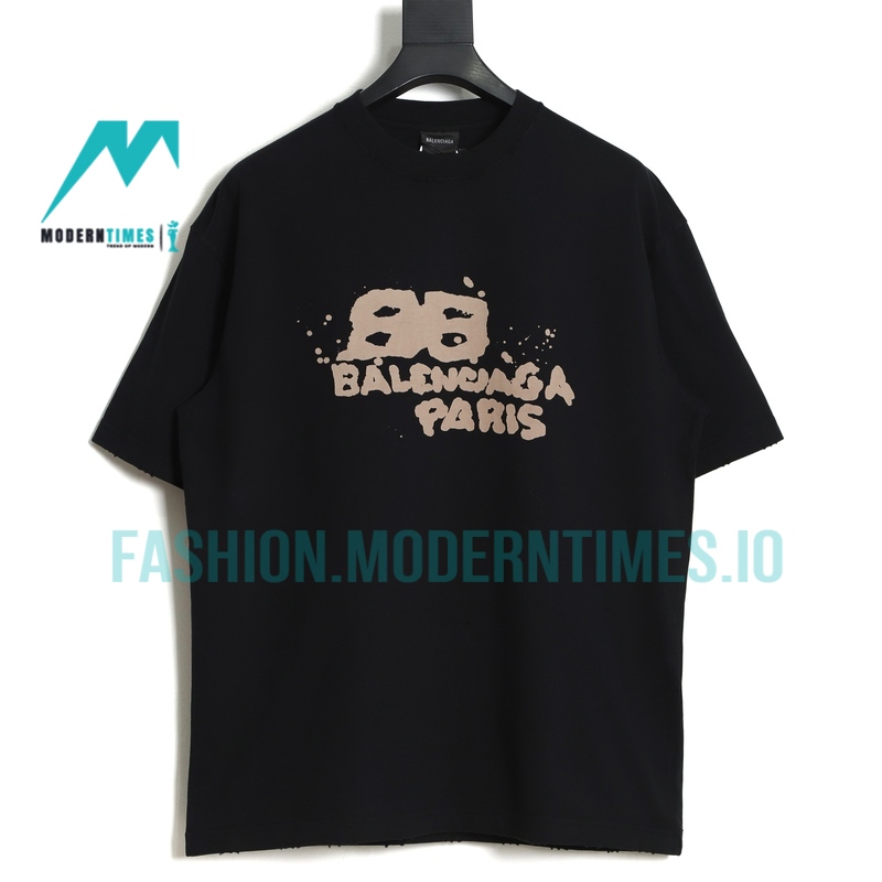 Balenciaga - 23SS Double B Splash Ink Short-sleeved T-shirt