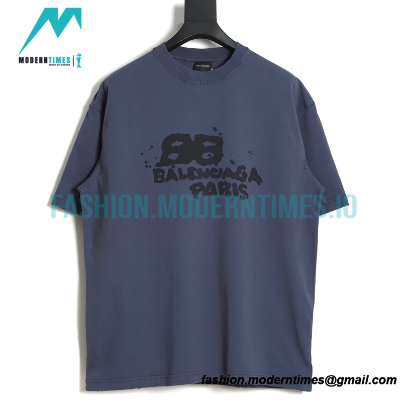 Balenciaga - 23SS Double B Splash Ink Short-sleeved T-shirt