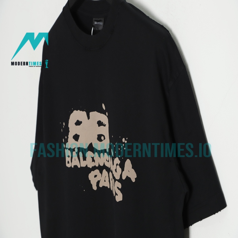 Balenciaga - 23SS Double B Splash Ink Short-sleeved T-shirt