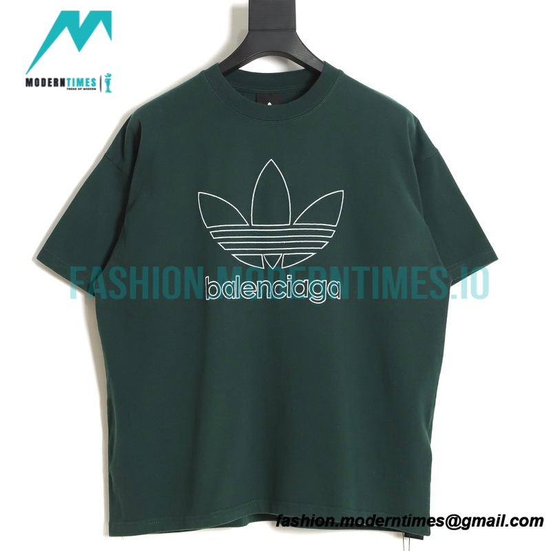 Balenciaga - Adidas Co-branded Clover Embroidered Short Sleeve T-shirt