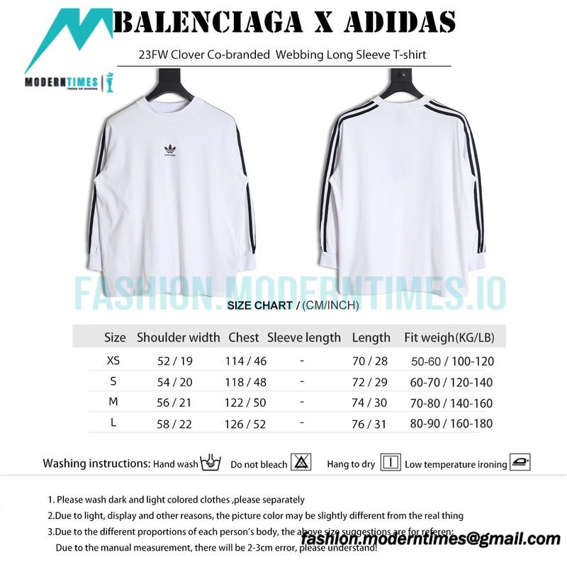 Balenciaga - Adidas 23FW Clover Co-branded  Webbing Long Sleeve T-shirt