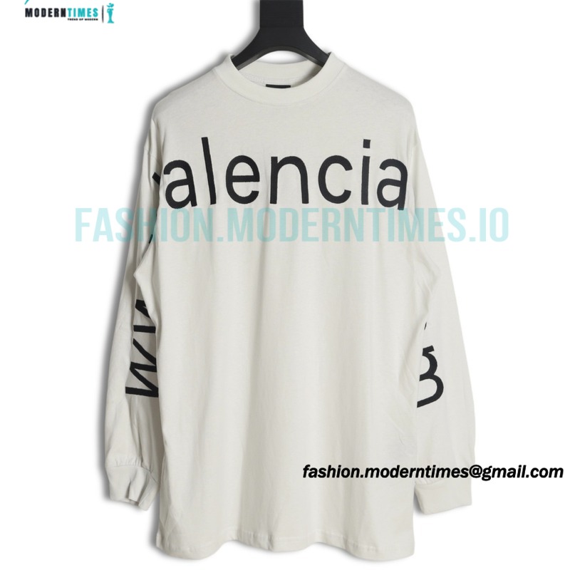 Balenciaga - 23Fw One-piece Seamless Embroidery Website Letter Embroidery Long Sleeve T-shirt