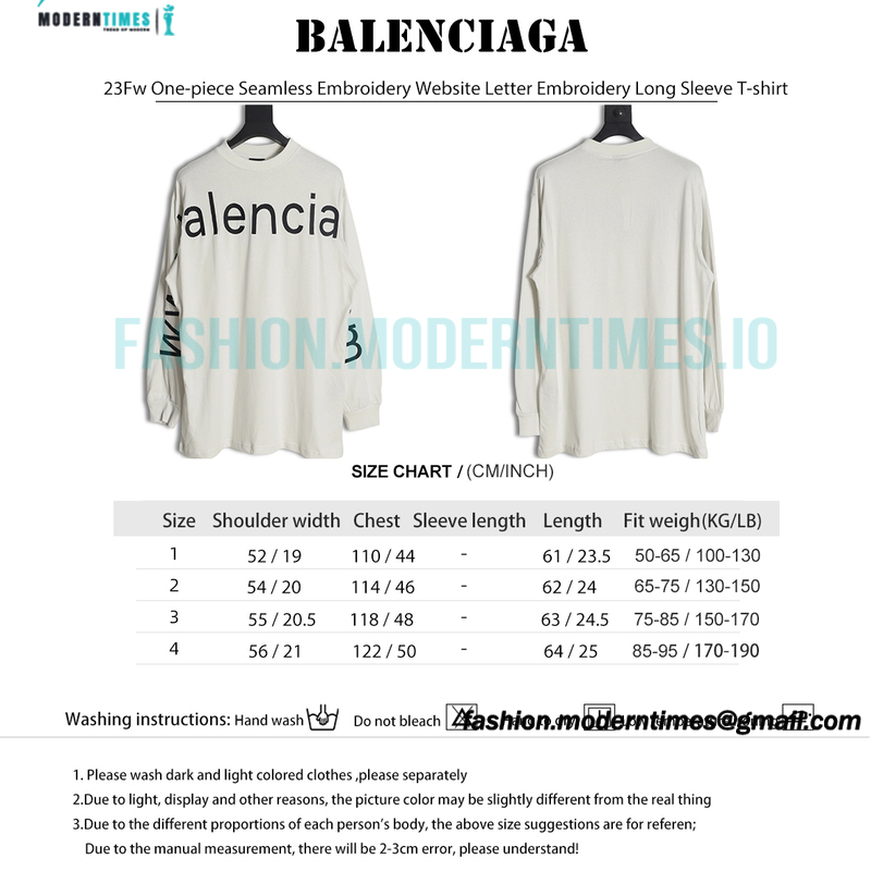 Balenciaga - 23Fw One-piece Seamless Embroidery Website Letter Embroidery Long Sleeve T-shirt