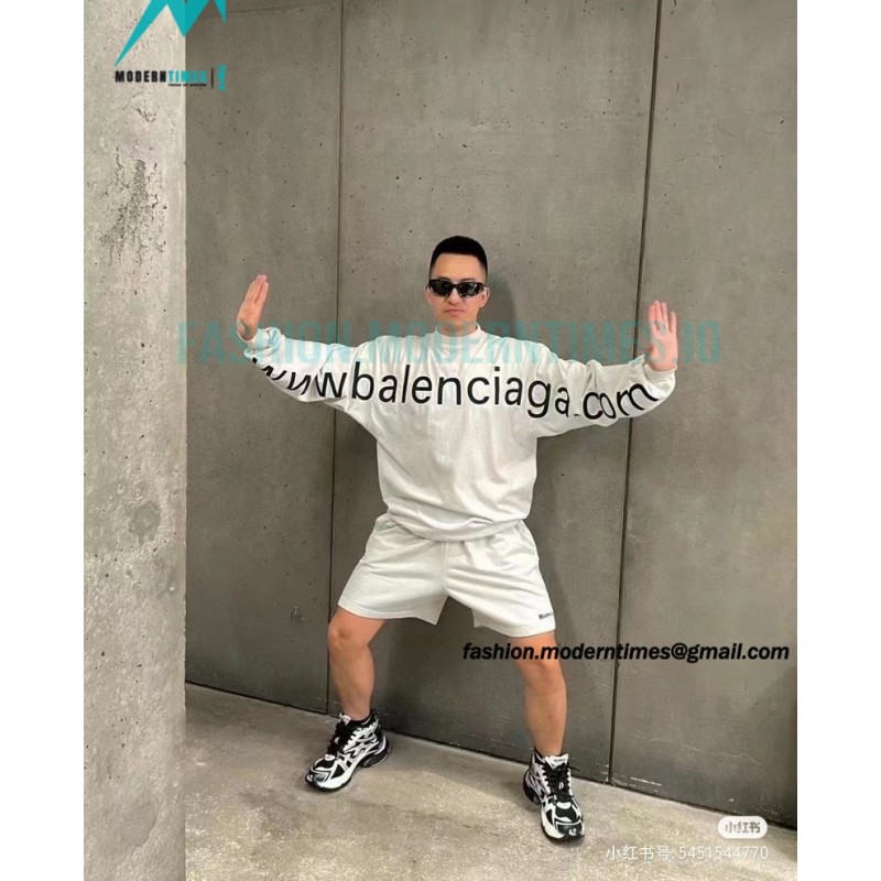 Balenciaga - 23Fw One-piece Seamless Embroidery Website Letter Embroidery Long Sleeve T-shirt