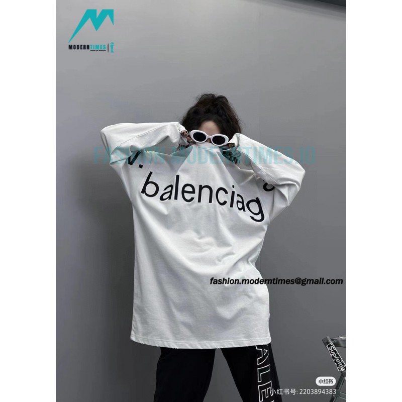 Balenciaga - 23Fw One-piece Seamless Embroidery Website Letter Embroidery Long Sleeve T-shirt