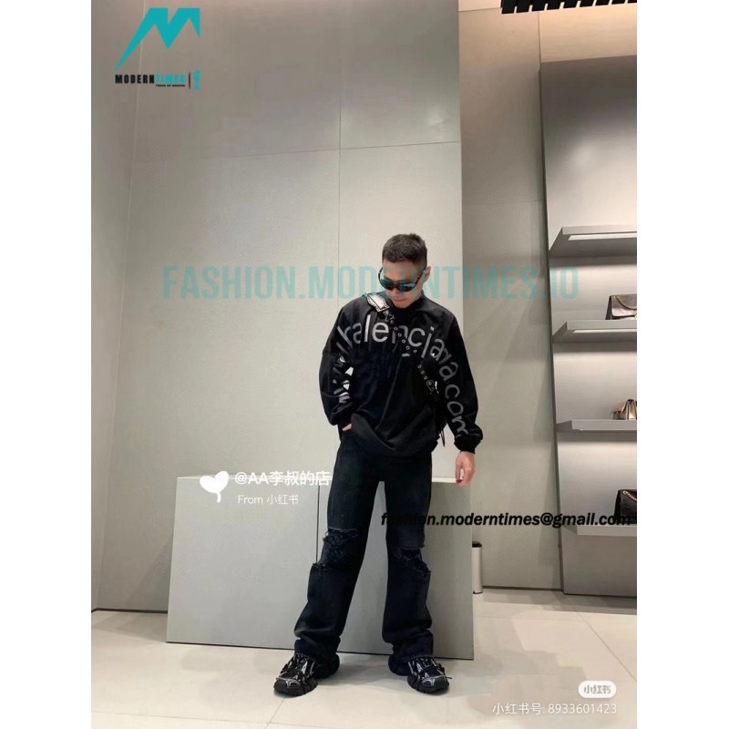 Balenciaga - 23Fw One-piece Seamless Embroidery Website Letter Embroidery Long Sleeve T-shirt
