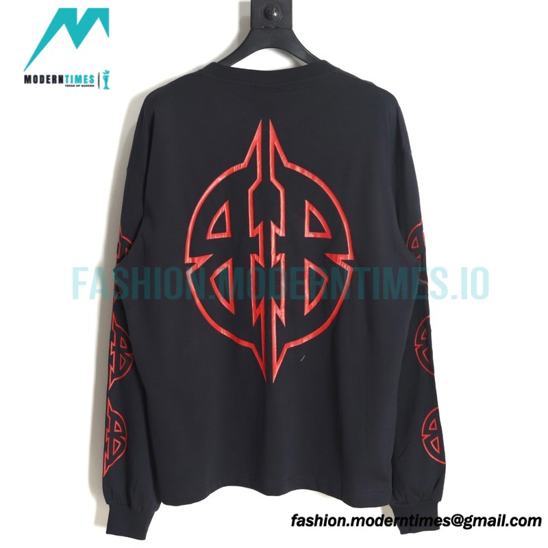 Balenciaga - 23FW Large Label Double B Crack Printed Long Sleeve T-shirt