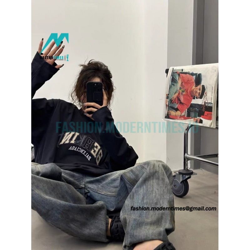 Balenciaga - 23FW Patch Printed Embroidered Alphabet Long Sleeve T-shirt