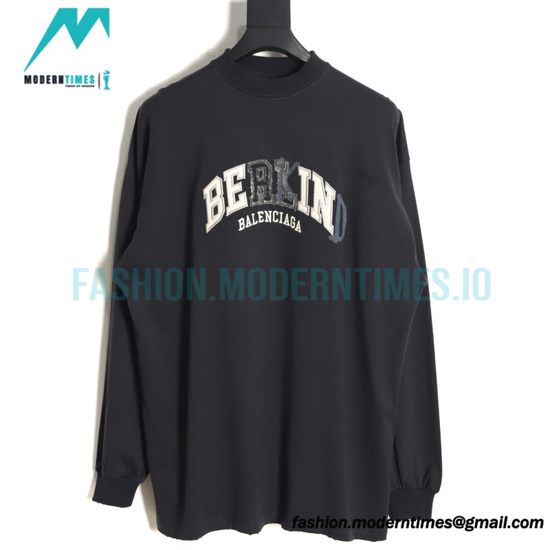 Balenciaga - 23FW Patch Printed Embroidered Alphabet Long Sleeve T-shirt