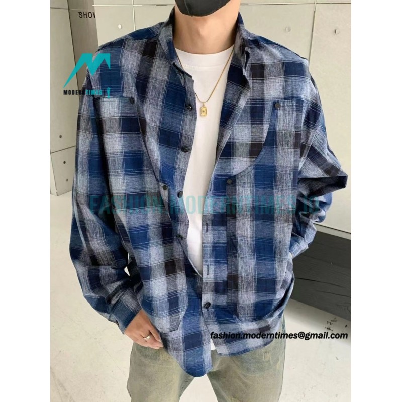 Balenciaga - Washed Willow Nail Plaid Long-sleeved Shirt