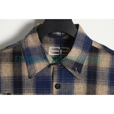 Balenciaga - Washed Willow Nail Plaid Long-sleeved Shirt