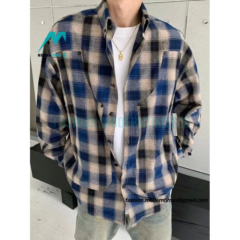 Balenciaga - Washed Willow Nail Plaid Long-sleeved Shirt