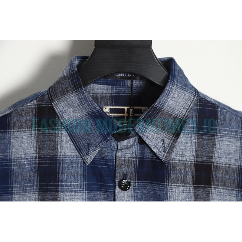Balenciaga - Washed Willow Nail Plaid Long-sleeved Shirt