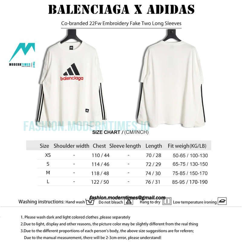 Balenciaga - Adidas Co-branded 22Fw Embroidery Fake Two Long Sleeves