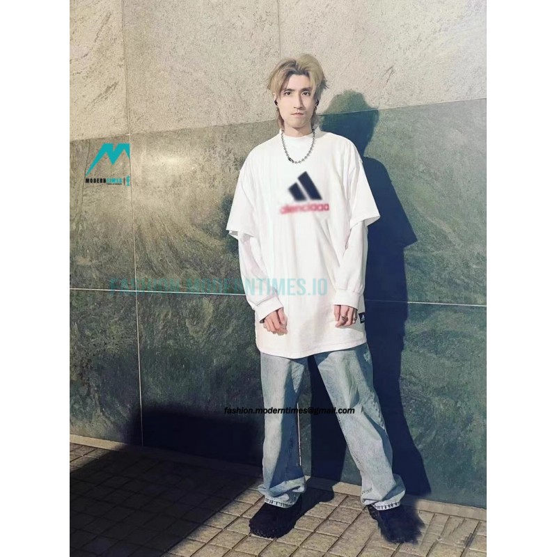 Balenciaga - Adidas Co-branded 22Fw Embroidery Fake Two Long Sleeves